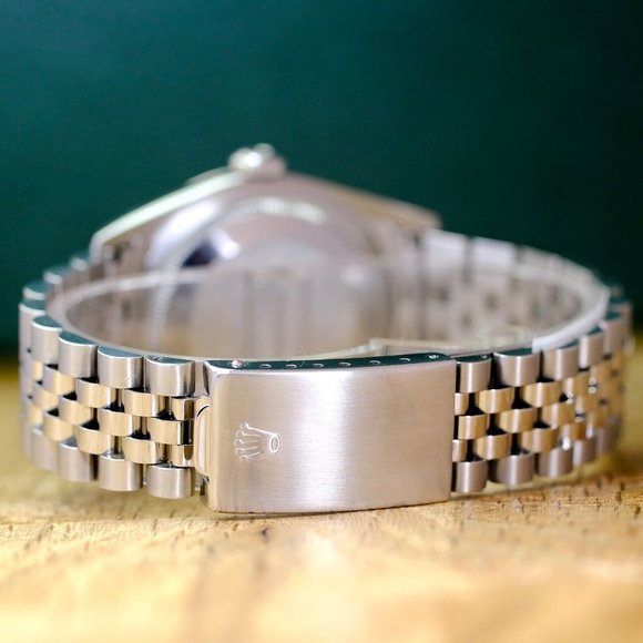 ROLEX DATEJUST UNISEX WATCH 36 MM SILVER ROMAN DIAL STEEL FLUTED JUBILEE 16234 - Picture 10 of 11